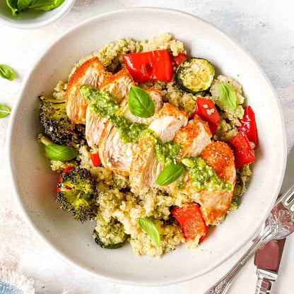 Pesto Chicken Quinoa Bowl